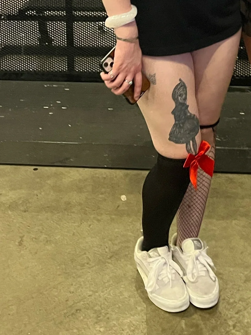 Black Sheer Thigh-High Stockings with Red Bow - Women Intimates